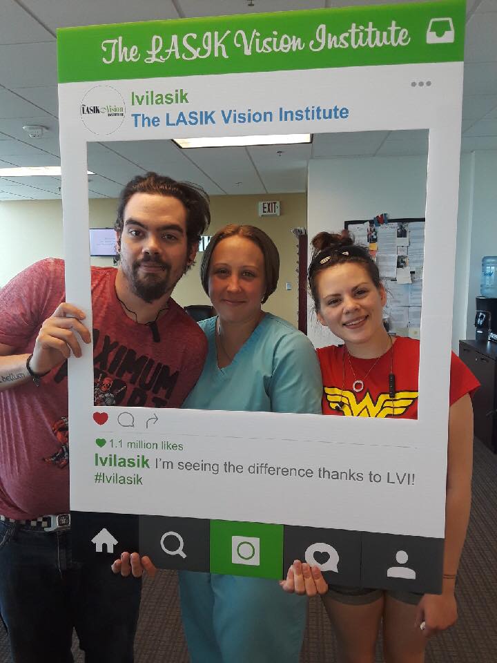 Brother and sister decided to get LASIK together! One day post-op and seeing 20/amazing!! Taking a pic with their fave technician!